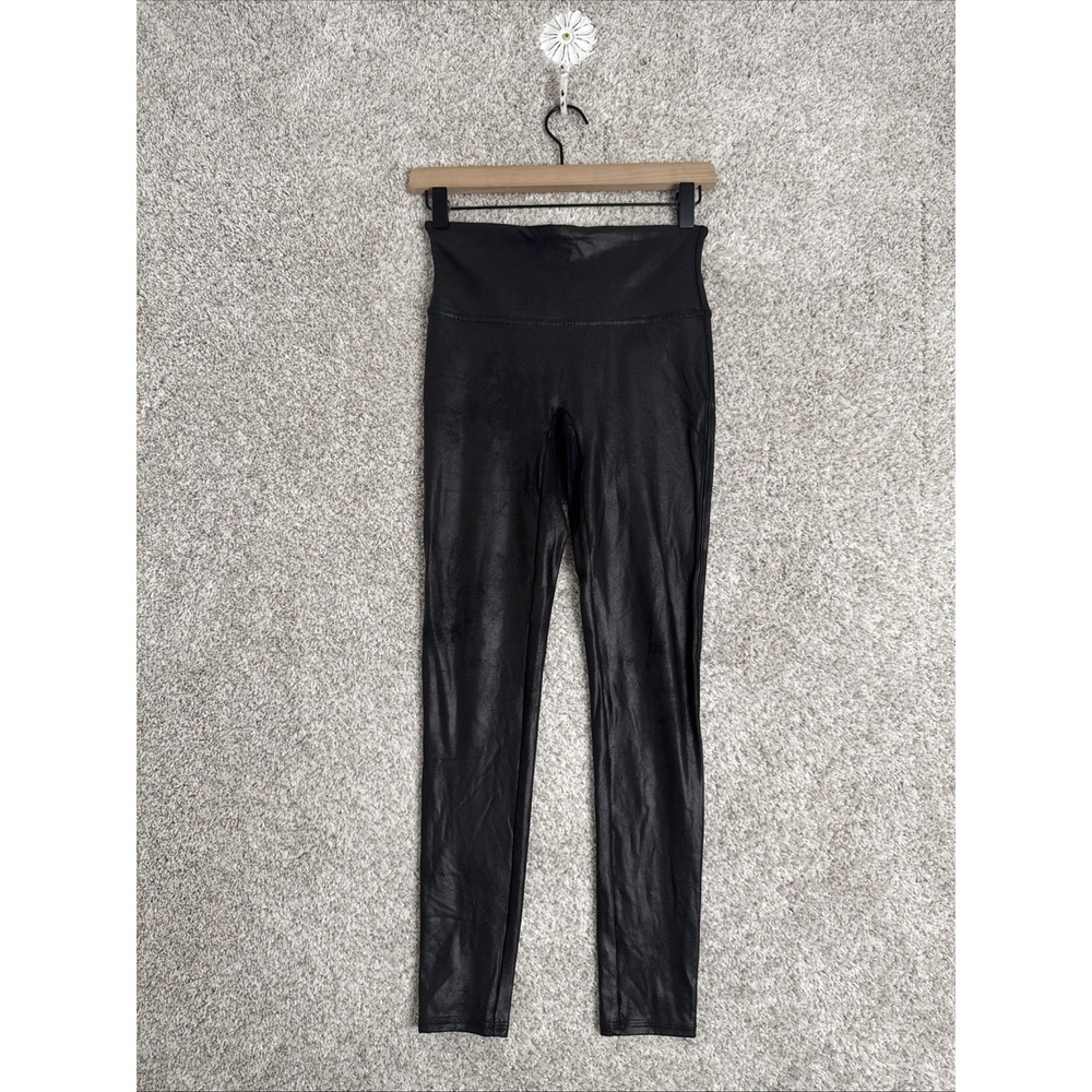 SPANX FAUX‎ LEATHER BLACK LEGGING Size Medium